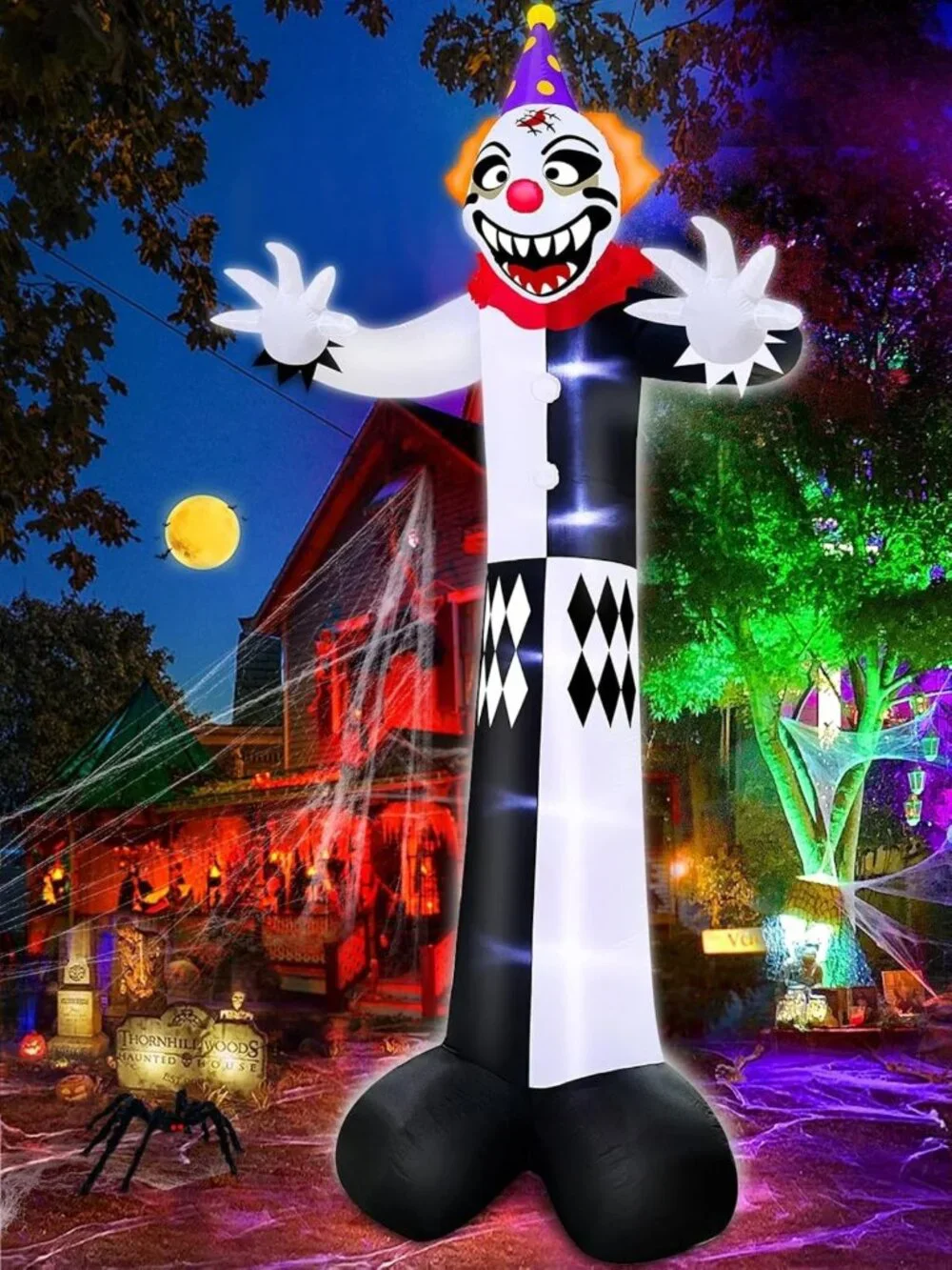 14 Ft Super Tall Halloween Inflatable Clown Decoration - Spooky Outdoor Decor